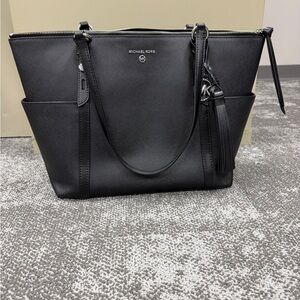 Michael Kors Black Saffiano Tote with Tassel Charm